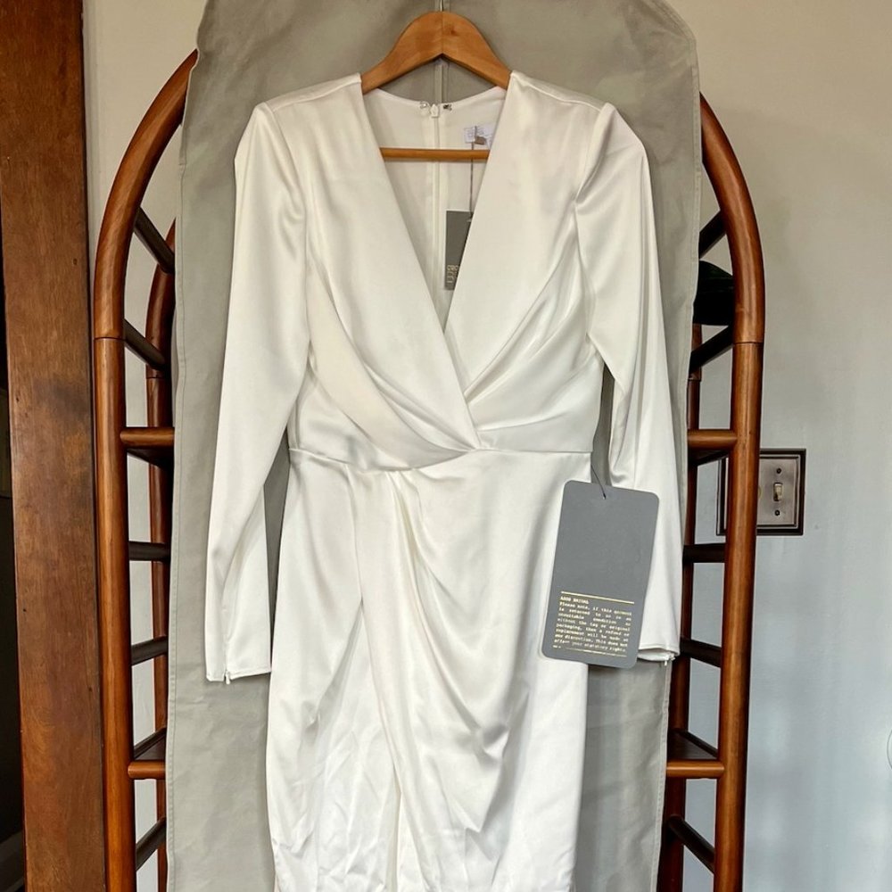 ASOS Pleated Satin Wrap Bridal Gown US Size 6